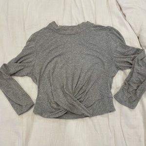 Long sleeve mock neck crop top with scrunch